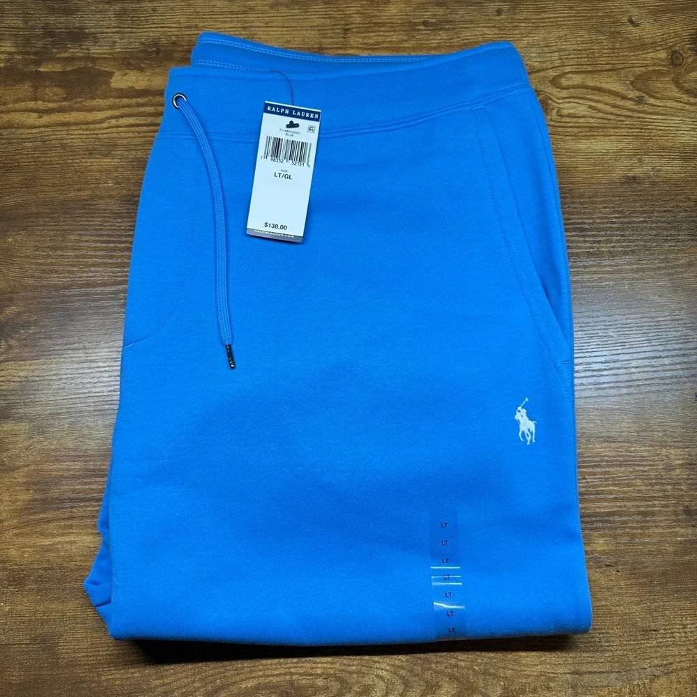 NEW Polo Ralph Lauren Mens Blue Double-Knit Jogger Sweatpants LT Tall